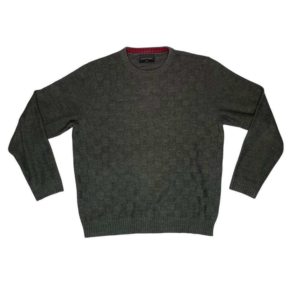 Geoffrey Beene Charcoal Sweater Mens L Textured Knit Crewneck